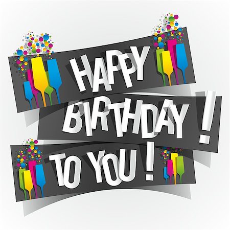 simsearch:400-07746196,k - Colorful Happy Birthday Greeting Card vector illustration Foto de stock - Super Valor sin royalties y Suscripción, Código: 400-07544855