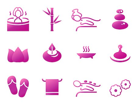 silhouette icon of beautiful woman - Set of beautiful wellness, spa, sauna and massage vector icons. Stock Photo - Budget Royalty-Free & Subscription, Code: 400-07545026