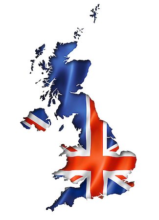 United Kingdom, UK flag map, three dimensional render, isolated on white Stock Photo - Budget Royalty-Free & Subscription, Code: 400-07545406