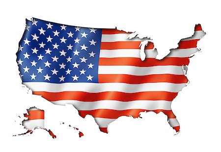 simsearch:400-06765248,k - USA flag map, three dimensional render, isolated on white Foto de stock - Super Valor sin royalties y Suscripción, Código: 400-07545408