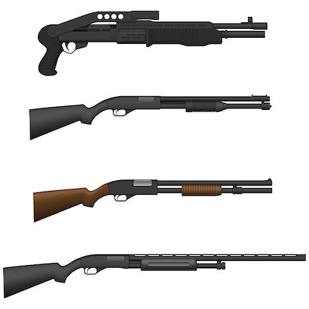 Layered vector illustration of different Shotguns. Stock Photo - Budget Royalty-Free & Subscription, Code: 400-07546632