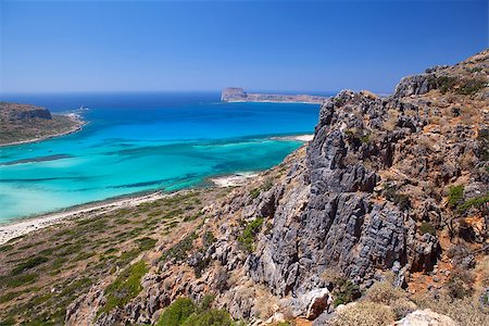 Gramvousa Island seen from Balos Beach in Crete, Greece. Photographie de stock - Aubaine LD & Abonnement, Code: 400-07547058