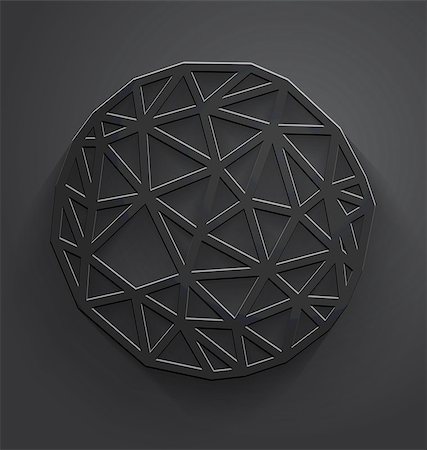 Vector abstract dark gray background with embossed paper polygonal circle with drop shadow. Stock Photo - Budget Royalty-Free & Subscription, Code: 400-07547143