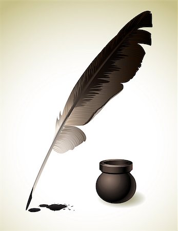 Vector illustration - Quill Pen with inkwell Stock Photo - Budget Royalty-Free & Subscription, Code: 400-07548048