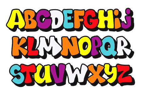 Comics graffiti style font type. Vector alphabet Stock Photo - Budget Royalty-Free & Subscription, Code: 400-07548053