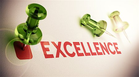excel - Word Excellence with a green pushpin, light effect and focus on the main thumbtack, paper background. concept of excelling Stock Photo - Budget Royalty-Free & Subscription, Code: 400-07548385