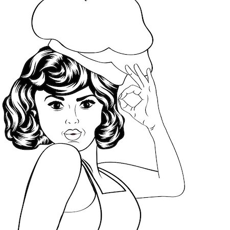 retro apron clipart - pop art woman cook, illustration in vector format Foto de stock - Super Valor sin royalties y Suscripción, Código: 400-07548406