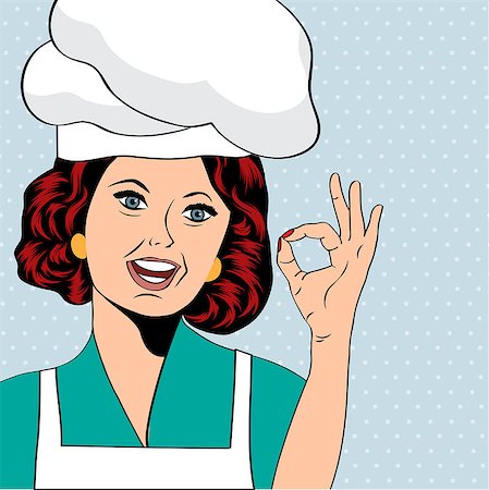 retro apron clipart - pop art woman cook, illustration in vector format Stock Photo - Budget Royalty-Free & Subscription, Code: 400-07548408