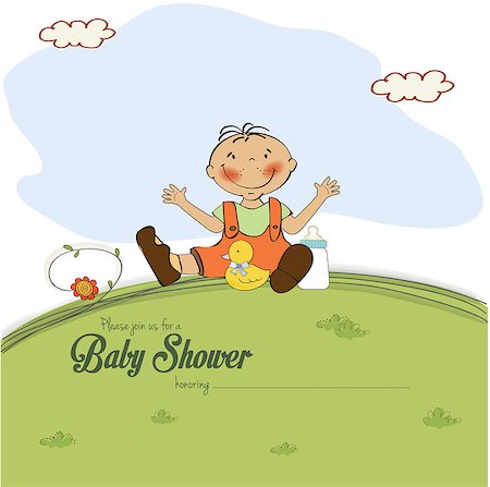 baby shower card with little boy, vector illustration Stock Photo - Budget Royalty-Free & Subscription, Code: 400-07548426