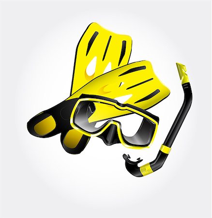 simsearch:400-05362195,k - Fins, scuba mask and snorkel Foto de stock - Royalty-Free Super Valor e Assinatura, Número: 400-07548485