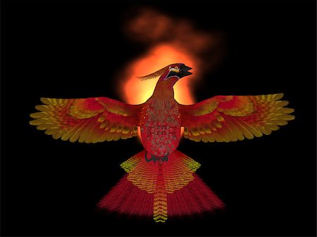 firebird - The Phoenix Bird is a symbol of new beginnings and rising from ashes of its previous demise. Stock Photo - Budget Royalty-Free & Subscription, Code: 400-07548725