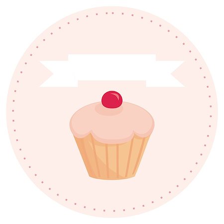 Sweet retro cupcake muffin on pink background with white place for your own text. Vintage vector business banner, button, cake logo or invitation card. Stock Photo - Budget Royalty-Free & Subscription, Code: 400-07548784