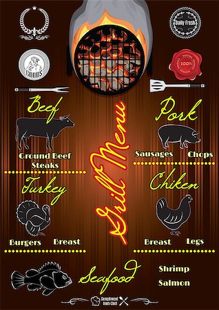 restaurant steak - vector template for the cover of menu with fire Stock Photo - Budget Royalty-Free & Subscription, Code: 400-07549020