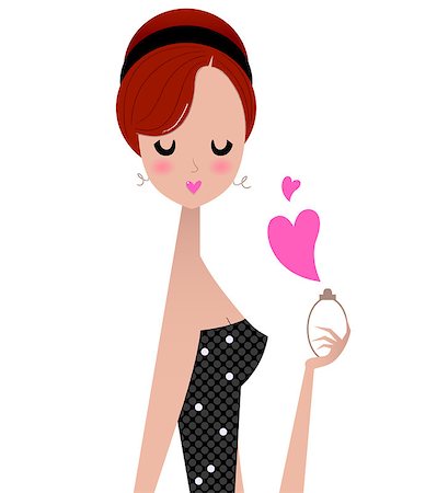 Cute chick Girl holding perfume. Vector Illustration Stock Photo - Budget Royalty-Free & Subscription, Code: 400-07549033