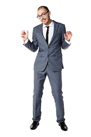 dancing businessman - Funny dancing businessman. Copy space. Isolated on white. Stock Photo - Budget Royalty-Free & Subscription, Code: 400-07549209