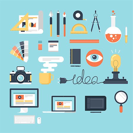 Abstract flat vector illustration of design and development tools. Elements for mobile and web applications. Stockbilder - Microstock & Abonnement, Bildnummer: 400-07549304