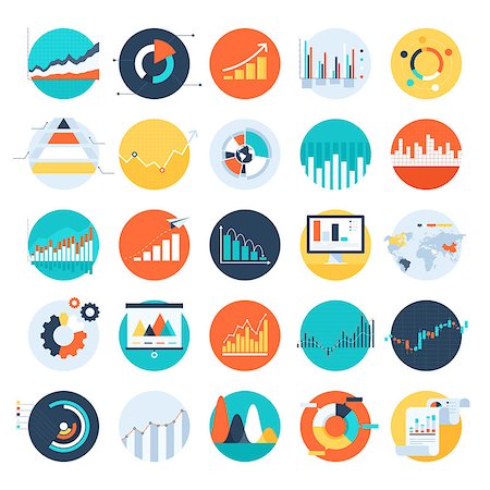 financial pie icon - Vector set of flat business chart icons Stock Photo - Budget Royalty-Free & Subscription, Code: 400-07549343