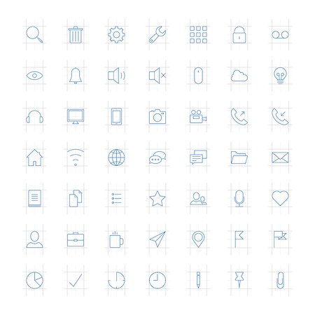 pictogram lines - Vector set of modern simple thin icons. Design elements for mobile and web applications. Stock Photo - Budget Royalty-Free & Subscription, Code: 400-07549357