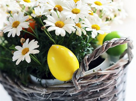 simsearch:400-07406705,k - Photo of basket with daisy flowers and easter eggs Foto de stock - Super Valor sin royalties y Suscripción, Código: 400-07549545