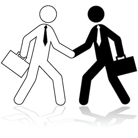 stick figures on signs - Icon illustration showing two stick figures dressed up as businessmen shaking hands Stock Photo - Budget Royalty-Free & Subscription, Code: 400-07549851