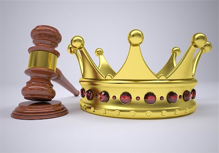 Gavel and gold crown. The gray background Stock Photo - Budget Royalty-Free & Subscription, Code: 400-07554219