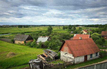 belarusian village at summer, high angle view Stockbilder - Microstock & Abonnement, Bildnummer: 400-07554519
