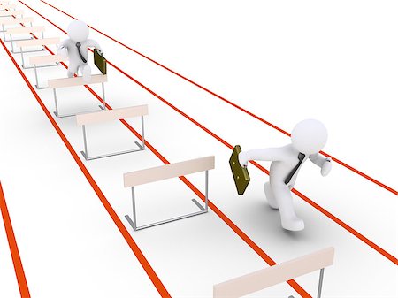 simsearch:400-07578494,k - Businessman is hurdle racing and another is running without obstacles in his way Stock Photo - Budget Royalty-Free & Subscription, Code: 400-07554535