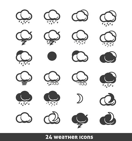 simsearch:400-08506268,k - Vector weather icons on white background Stock Photo - Budget Royalty-Free & Subscription, Code: 400-07554557