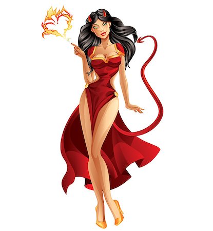 fire tail illustration - Devil Woman Isolated on White Stock Photo - Budget Royalty-Free & Subscription, Code: 400-07554597