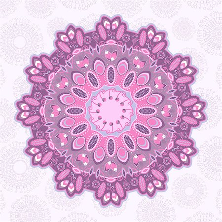 Purple Vintage Card with Round Mandala Label Stock Photo - Budget Royalty-Free & Subscription, Code: 400-07554711