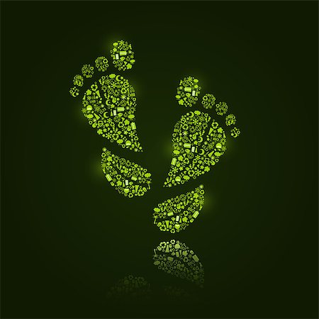 recycle energy conservation - Go Green Eco Pattern in Foot Silhouette on Dark Backdrop. Ecology Concept. Stock Photo - Budget Royalty-Free & Subscription, Code: 400-07554720