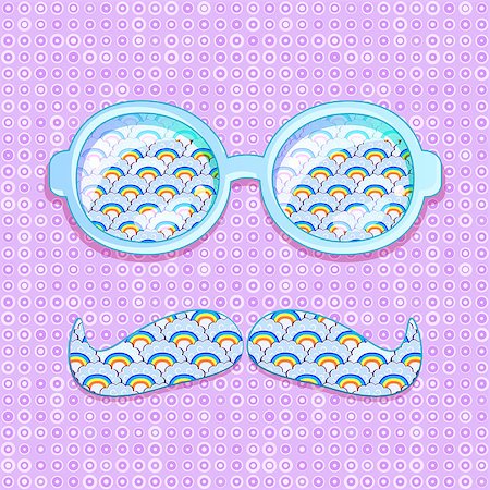 simsearch:400-07615864,k - Colorful Glasses and Mustaches with Cloud Pattern. Vector Retro Background Photographie de stock - Aubaine LD & Abonnement, Code: 400-07554721