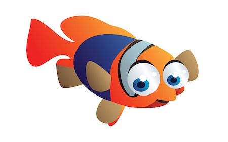 fish character illustrations - cute fish cartoon smiling Stock Photo - Budget Royalty-Free & Subscription, Code: 400-07555264