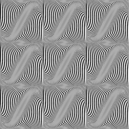 simsearch:400-07507273,k - Design seamless monochrome geometric warped pattern. Abstract waving  textured background. Vector art Stock Photo - Budget Royalty-Free & Subscription, Code: 400-07555653