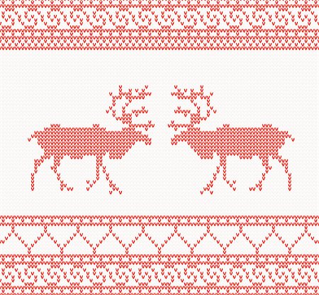 simsearch:400-07718917,k - Red knitted pattern with deer seamless vector illustration Stock Photo - Budget Royalty-Free & Subscription, Code: 400-07555704