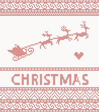 santa and reindeer - knitted pattern with Santa Claus, deer and presents Stock Photo - Budget Royalty-Free & Subscription, Code: 400-07555869