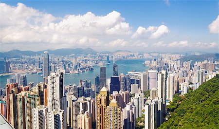 simsearch:400-07630733,k - Hong Kong skyline. View from Victoria Peak. Stock Photo - Budget Royalty-Free & Subscription, Code: 400-07555931