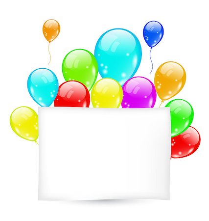 simsearch:400-08938690,k - Illustration birthday card with colorful balloons with space for text - vector Stock Photo - Budget Royalty-Free & Subscription, Code: 400-07555999