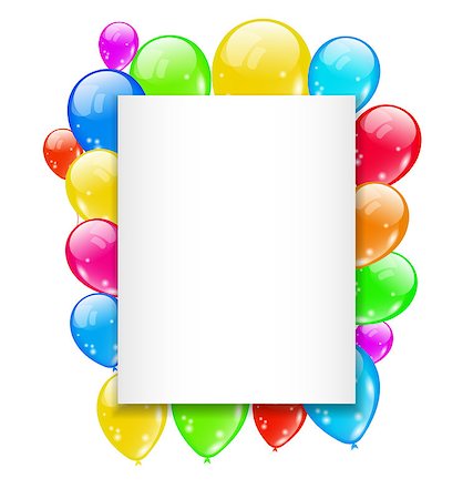 simsearch:400-08157483,k - Illustration birthday card with colorful balloons with space for text - vector Fotografie stock - Microstock e Abbonamento, Codice: 400-07556000