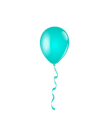 Illustration blue balloon isolated on white background - vector Stock Photo - Budget Royalty-Free & Subscription, Code: 400-07556079