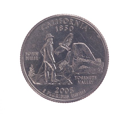 simsearch:614-00397700,k - United States California quarter dollar coin on white with path outline Foto de stock - Super Valor sin royalties y Suscripción, Código: 400-07556140