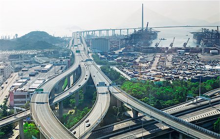 ramps on the road - aerial view of the city overpass in early morning, HongKong,Asia China Photographie de stock - Aubaine LD & Abonnement, Code: 400-07556222