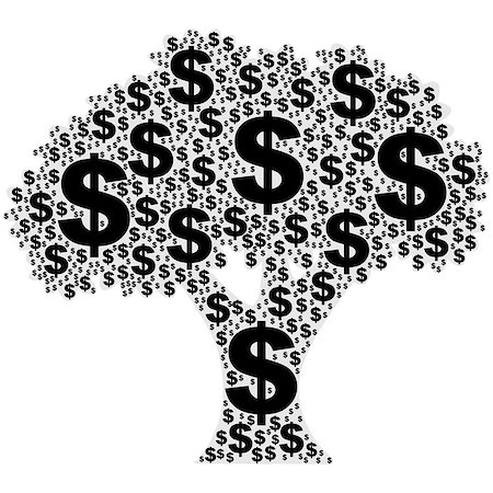 dollar sign with plants - Concept illustration showing a tree made of dollar signs Stock Photo - Budget Royalty-Free & Subscription, Code: 400-07556234