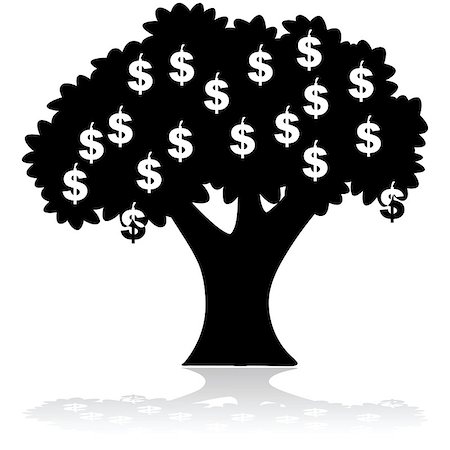 dollar sign with plants - Concept illustration showing a tree with money (dollar signs) growing on it Stock Photo - Budget Royalty-Free & Subscription, Code: 400-07556233