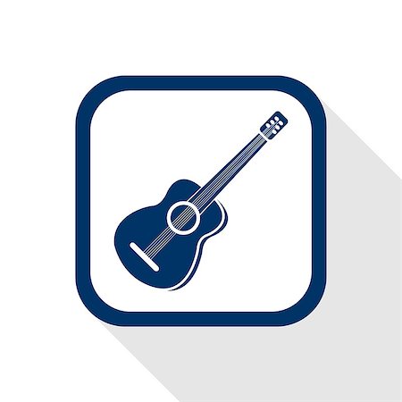 square blue icon guitar with long shadow Photographie de stock - Aubaine LD & Abonnement, Code: 400-07556251