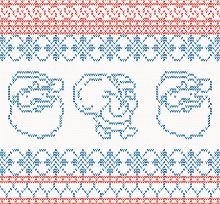 Knitted pattern with santa claus vector illustration Stock Photo - Budget Royalty-Free & Subscription, Code: 400-07556509