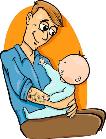 funny cartoons father and daughter - Cartoon Illustration of Father with his Cute Baby Stock Photo - Budget Royalty-Free & Subscription, Code: 400-07556678