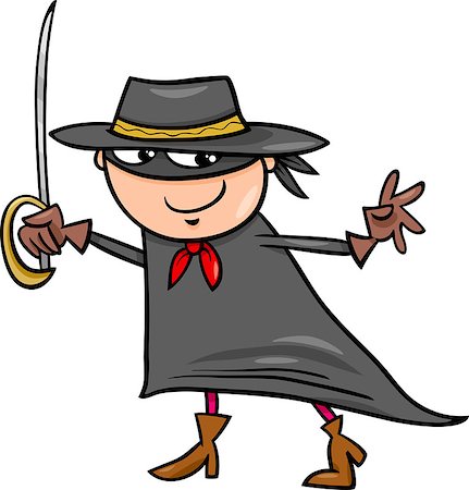 simsearch:400-08402995,k - Cartoon Illustration of Cute Little Boy in Zorro or Fantasy Character Costume for Fancy Ball Foto de stock - Super Valor sin royalties y Suscripción, Código: 400-07556683
