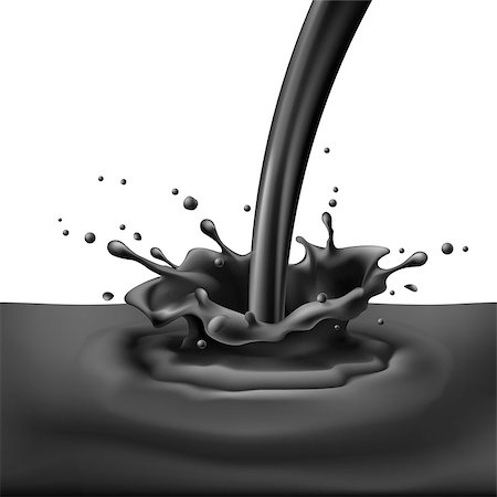 simsearch:614-06719448,k - Pouring of black paint with splashes. Bright illustration on white background Foto de stock - Super Valor sin royalties y Suscripción, Código: 400-07556691