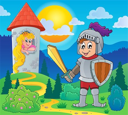 fairytale hero with sword - Knight theme image 2 - eps10 vector illustration. Stock Photo - Budget Royalty-Free & Subscription, Code: 400-07556762